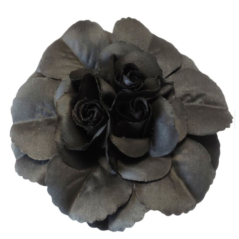 BROSZKA / GUMKA OZDOBNA CZARNY KWIAT (7113 SA)