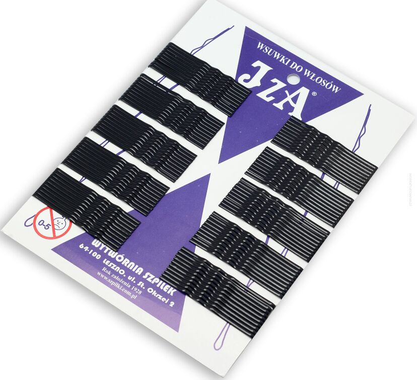 WSUWKI DO WŁOSÓW IZA KARBOWANE CZARNE 6 CM Z KULKĄ 100 SZTUK                                                            (0620/100)