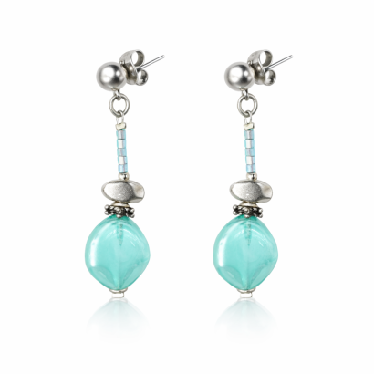 KOLCZYKI WISZĄCE SZKIEŁKA OZDOBNE CANTO – TURKUSOWE (7533-28 SA)