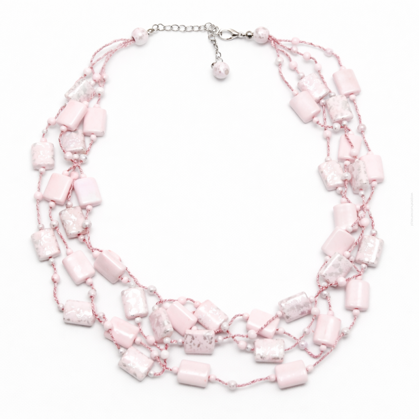 NASZYJNIK / WISIOREK Z RÓŻOWYMI KORALIKAMI (N-0701/21/4R C-4 SAM B)