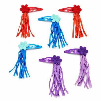 PYKI / SPINKI DO WŁOSÓW DZIECIĘCE Z RZEMYKAMI 6 SZTUK (0331-518 SAH)