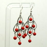 KOLCZYKI WISZĄCE Z KORALIKAMI                   (0615-178 S) - 2