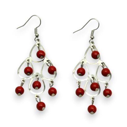 KOLCZYKI WISZĄCE Z KORALIKAMI                   (0615-178 S)