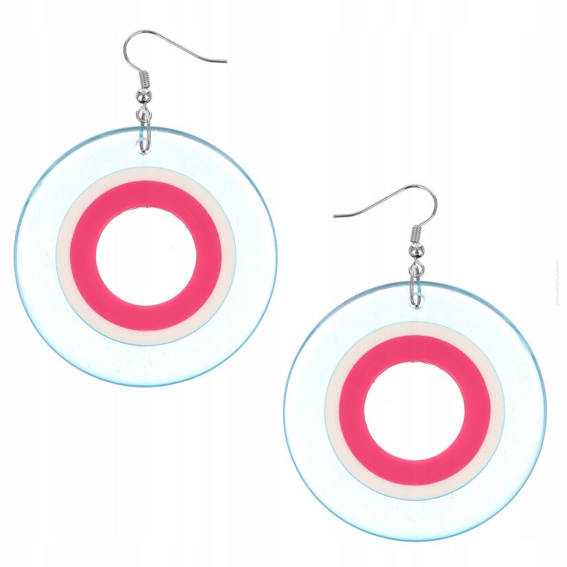 KOLCZYKI PLASTIKOWE WISZĄCE OKRĄGŁE DWUKOLOROWE                                          (0665-1011)