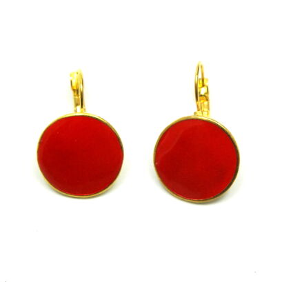 KOLCZYKI WISZĄCE EMALIOWANE CZERWONE OKRĄGŁE (8696-1 SAM)