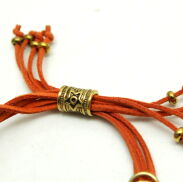 BRANSOLETKA Z RZEMYKÓW POMARAŃCZOWA CZASZKI EDGE ROCK BOHO 0611-166 - 2