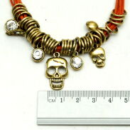 BRANSOLETKA Z RZEMYKÓW POMARAŃCZOWA CZASZKI EDGE ROCK BOHO 0611-166 - 3