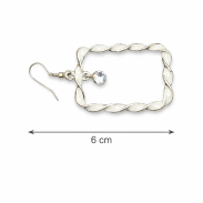 KOLCZYKI WISZĄCE Z CYRKONIĄ PROSTOKĄTNE TWIST SREBRNO - BIAŁE 0605-43 - 3