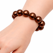 BRANSOLETKA  KLASYCZNA BRĄZOWA DUŻE PEREŁKI JABLONEX (BRPR-7 SAH) - 2