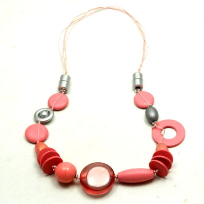 WISIOR / NASZYJNIK OZDOBNY RÓŻOWY  0676-29