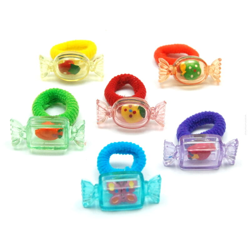 GUMKI DO WŁOSÓW DZIECIĘCE Z OZDOBAMI CUKIERKI 60 SZTUK (0234 AS)