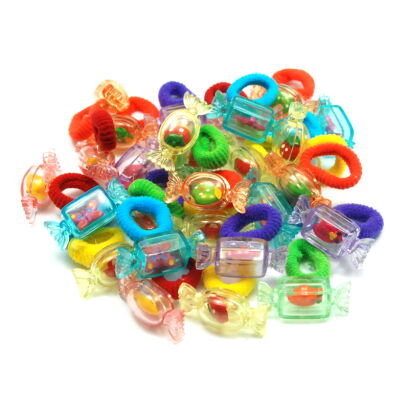 GUMKI DO WŁOSÓW DZIECIĘCE Z OZDOBAMI CUKIERKI 60 SZTUK (0194-10 SAMH)