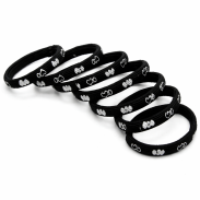 GUMKI DO WŁOSÓW CZARNE Z NADRUKIEM W SERDUSZKA 25 SZTUK                  (3288 SA) - 2