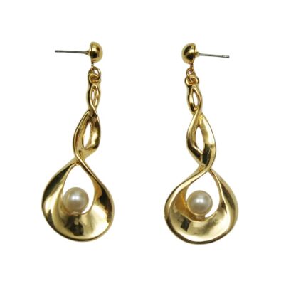 KOLCZYKI WISZĄCE W ZŁOTYM KOLORZE Z PEREŁKĄ                                                                               (8652 SA)