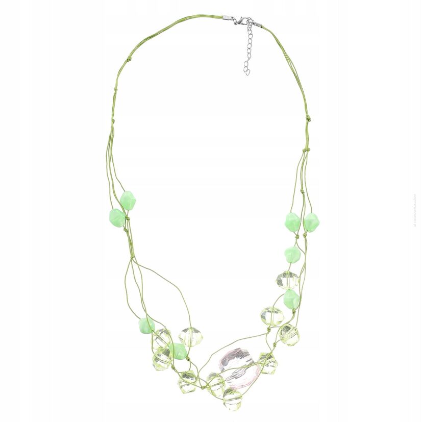 NASZYJNIK ZIELONY NA SZNURECZKU Z KORALIKAMI                                                (0614-1001)