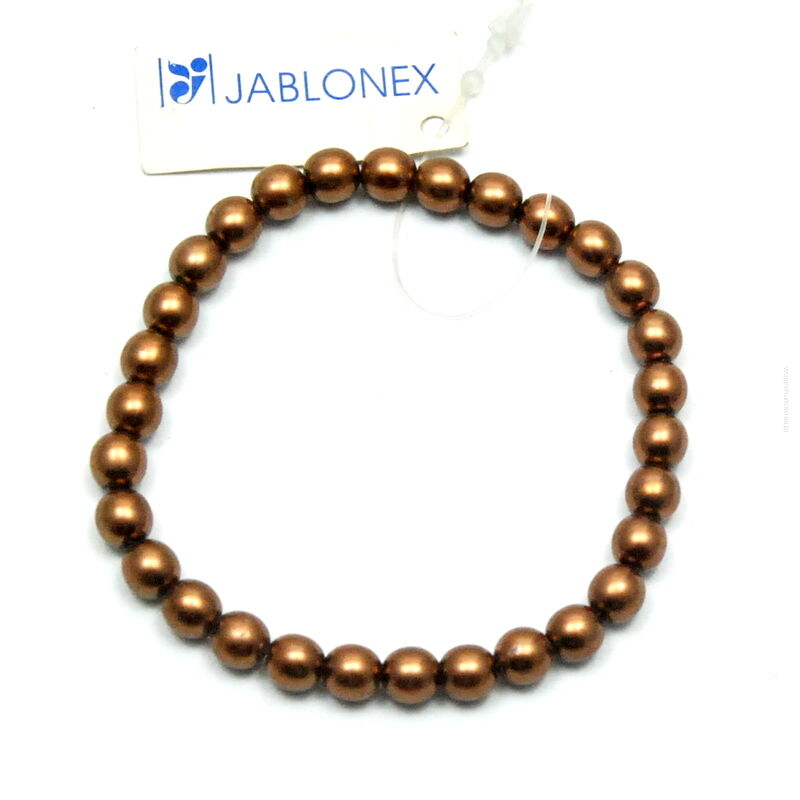 BRANSOLETKA BRĄZOWA Z DROBNYCH PEREŁEK JABLONEX                                                                              (BRPR-22 SAH)