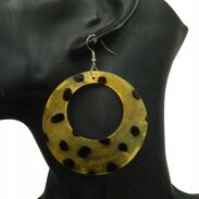 KOLCZYKI WISZĄCE ZÓŁTE Z MASY PERŁOWEJ                                          (0615-641 SAM2) - 3