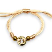 BRANSOLETKA SZNURECZEK BEŻOWA Z KORALIKAMI                                                     (0617-162) - 2