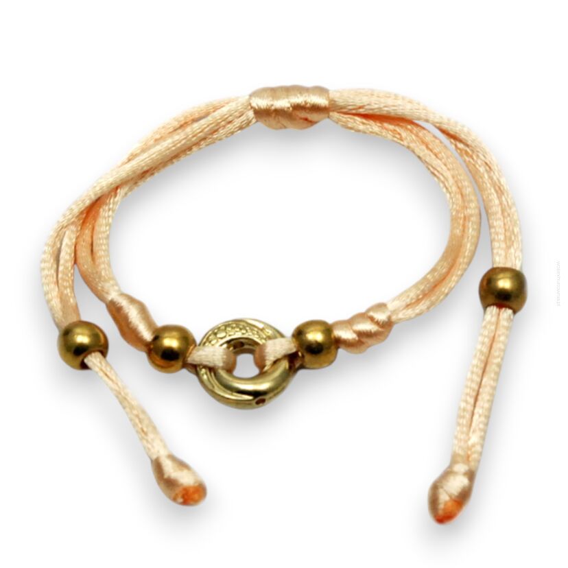 BRANSOLETKA SZNURECZEK BEŻOWA Z KORALIKAMI                                                     (0617-162)