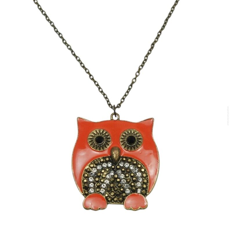 WISIOREK / NASZYJNIK POMARAŃCZOWA SOWA 0676-97 AS