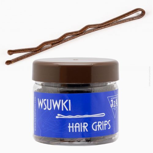 WSUWKI DO WŁOSÓ IZA KARBOWANE BRĄZOWE MAT 5 CM 2 KULKI 470 SZTUK                                       (315/G) MAT