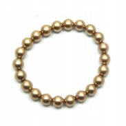 BRANSOLETKA KLASYCZNA ZŁOTO-BEŻOWA Z PEREŁEK JASNA JABLONEX (BRPR-35 SAH) - 2