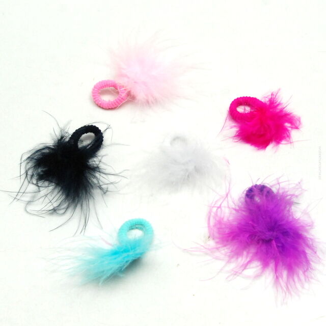 GUMKI DO WŁOSÓW DZIECIĘCE Z PIÓRKAMI 12 SZTUK MIX KOLORÓW (0295 SA)