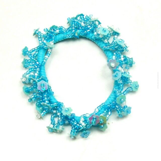 GUMKA DO WŁOSÓW OZDOBNA NIEBIESKA KRYSZTAŁKI / KORALIKI 0187-4