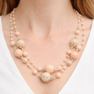 NASZYJNIK / WISIOREK Z BRZOSKWINIOWYMI KORALIKAMI (N-0701/2/2R C-2 SAM B) - 4