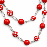 KOMPLET KORALE + KOLCZYKI CZERWONE KULKI 0715-03 - 2