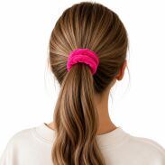 GUMKA DO WŁOSÓW WELUR  SCRUNCHIE CIEMNY RÓŻ PRODUKT POLSKI (0103-CR SAH) - 3