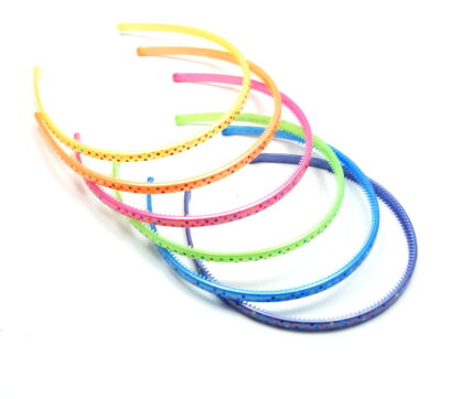 OPASKI DO WŁOSÓW CIENKIE KOLOROWE W KROPKI 12 SZTUK                 (6330-4 SA)