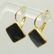 KOLCZYKI WISZĄCE EMALIOWANE CZARNE ROMBY                                        (1788 SAM) - 3