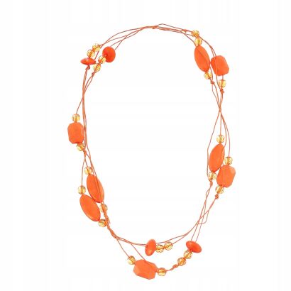 NASZYJNIK DŁUGI NA SZNURECZKU Z KORALIKAMI POMARAŃCZOWY   0614-1007