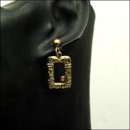 KOLCZYKI METALOWE PROSTOKĄTNE BOHO/ ETNO VINTAGE ZŁOTO 0608-73 - 2