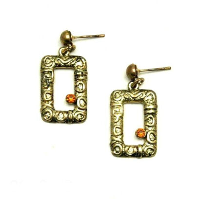 KOLCZYKI METALOWE PROSTOKĄTNE BOHO/ ETNO VINTAGE ZŁOTO 0608-73