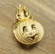 BROSZKA OZDOBNA Z CYRKONIAMI  W KSZTAŁCIE DYNI                                             (0606-506 SAH) - 3