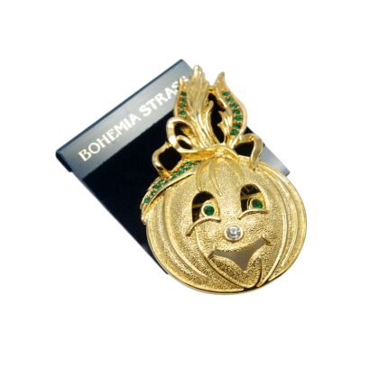 BROSZKA OZDOBNA Z CYRKONIAMI  W KSZTAŁCIE DYNI                                             (0606-506 SAH)