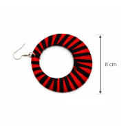 KOLCZYKI KOŁA OBSZYTE NITKĄ  CZERWONO-CZARNE 0665-36 - 3