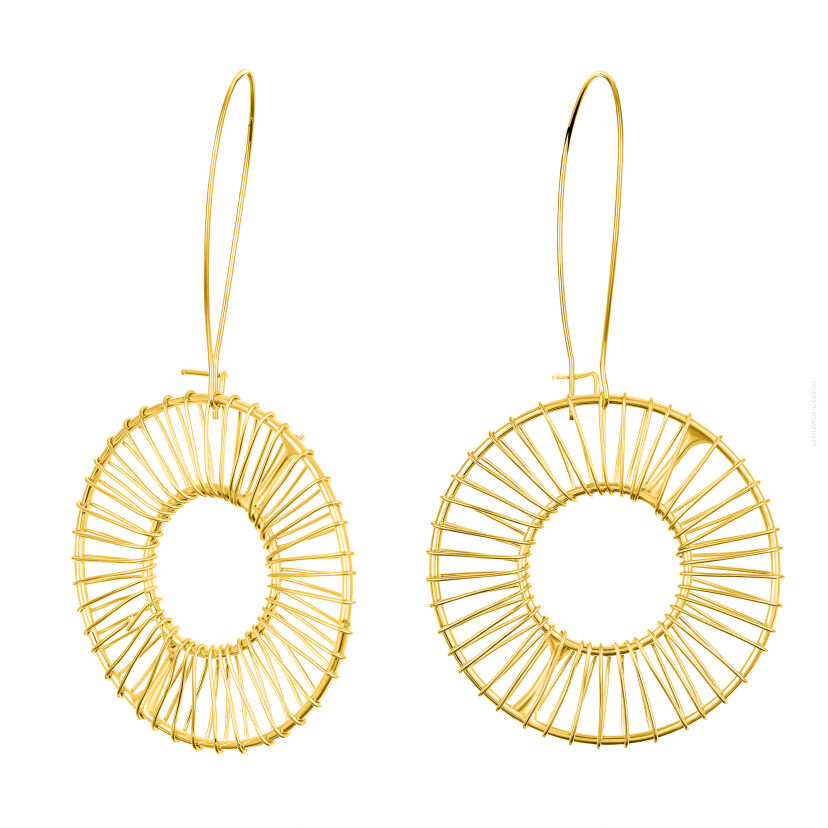 KOLCZYKI PLECIONE KOŁA METALOWE ZŁOTE 0605-69