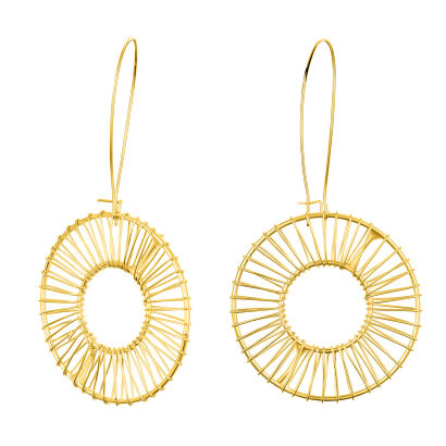 KOLCZYKI PLECIONE KOŁA METALOWE ZŁOTE 0605-69