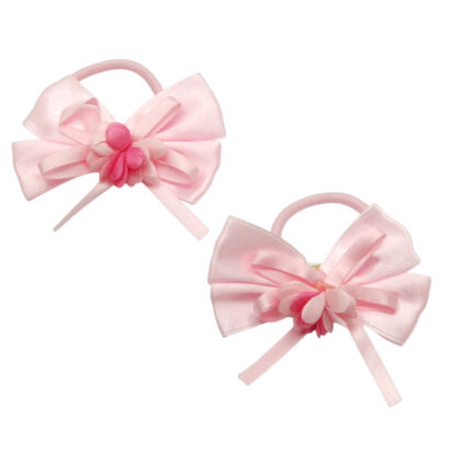 GUMKI DO WŁOSÓW Z RÓŻOWĄ KOKARDKĄ 2 SZTUKI                                           (6860-1 SAH)