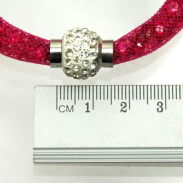 BRANSOLETKA NA MAGNES KRYSZTAŁKI CIEMNY RÓŻ 0614-50 - 4