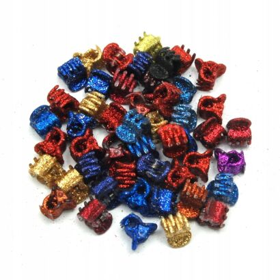 KRABIKI MINI DO WŁOSÓW BROKATOWE WIELOKOLOROWE (50 SZTUK)                               0245-72