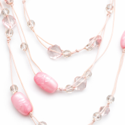 NASZYJNIK DŁUGI WISZĄCY RÓŻOWY 3-RZĘDOWY LEKKI 0670-09 - 2