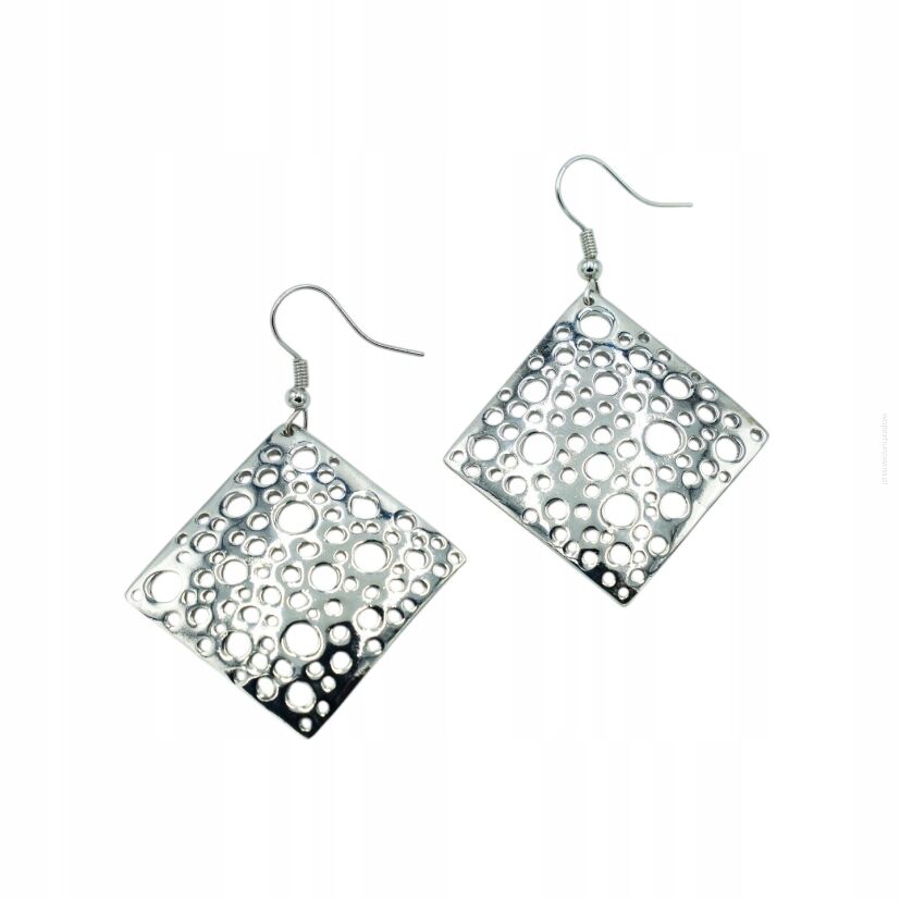 KOLCZYKI METALOWE WISZĄCE W KSZTAŁCIE ROMBU                                                                  (0611-1058 SA)