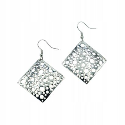 KOLCZYKI METALOWE WISZĄCE W KSZTAŁCIE ROMBU                                                                  (0611-1058 SA)