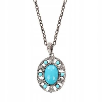 NASZYJNIK / WISIOREK Z OZDOBNĄ TURKUSOWĄ ZAWIESZKĄ                                                   0644-1002