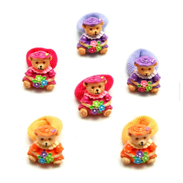 GUMKI DO WŁOSÓW DZIECIĘCE  MISIE MIX KOLORÓW (6 SZTUK) 0317-148