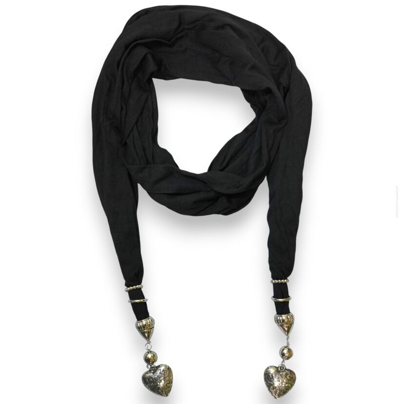 SZAL DAMSKI CZARNY Z WISZĄCYMI ELEMENTAMI                                               (SZAL-31 SA)